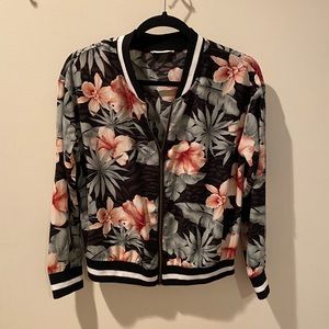 Lush Tropical Floral Track Jacket Size Small